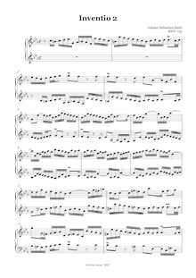 Partition No.2 en C minor, BWV 773, 15 Inventions, Bach, Johann Sebastian par Johann Sebastian Bach