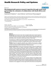 Developing health systems research capacities through north-south partnership: An evaluation of collaboration with South Africa and Thailand