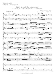 Partition violoncelle solo et violoncelles/Basses en ripieno, 6 anglais