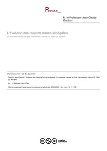 L évolution des rapports franco-sénégalais - article ; n°1 ; vol.10, pg 837-850