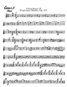 Partition cor 1, 2, 3, 4 (en F), Perpetuum Mobile, Op.257, Perpetuum mobile, Ein Musikalischer Scherz
