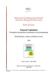 Natural Capitalism. Comment réconcilier économie et environnement. Par Paul Hawken, Amory et Hunter Lovins