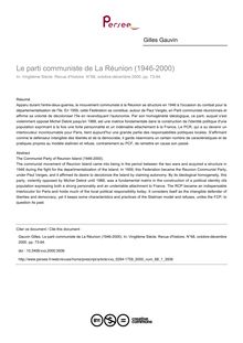 Le parti communiste de La Réunion (1946-2000) - article ; n°1 ; vol.68, pg 73-94