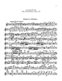 Partition flûte 1/Piccolo, 2, pour Wild Dove, Holoubek (The Wood Dove)Die Waldtaube. Symphonisches Gedicht nach der gleichnamigen Ballade von K. Jaromir Erben für großes Orchester.