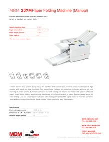 MBM 207M Paper Folding Machine by Printfinish.com