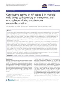 Constitutive activity of NF-kappa B in myeloid cells drives pathogenicity of monocytes and macrophages during autoimmune neuroinflammation