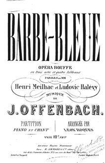 Partition Preliminaries, Act I, Barbe-bleue, Opéra bouffe en trois actes et quatre tableaux