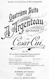 Partition Title page,  No.4, À Argenteau, Cui, César