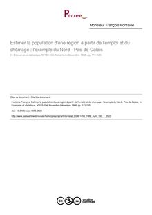 Estimer la population d une région à partir de l emploi et du chômage : l exemple du Nord - Pas-de-Calais - article ; n°1 ; vol.193, pg 111-120