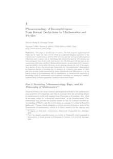 1Phenomenology of Incompleteness: from Formal Deductions to Mathematics and Physics