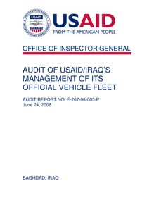 Audit of USAID Iraq’s Management of Its Official Vehicle Fleet