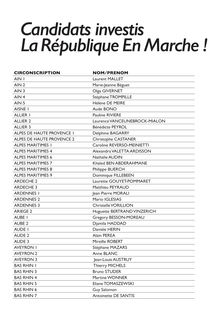 Candidats investis La République En Marche !