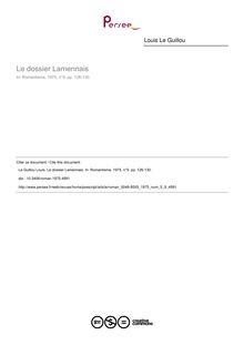 Le dossier Lamennais - article ; n°9 ; vol.5, pg 126-130