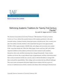Rethinking Academic Traditions for Twenty-First-Century Faculty*