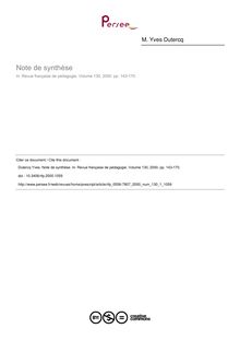 Note de synthèse - article ; n°1 ; vol.130, pg 143-170