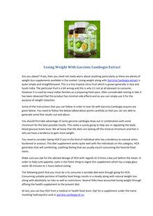 Losing Weight With Garcinia Cambogia Extract 