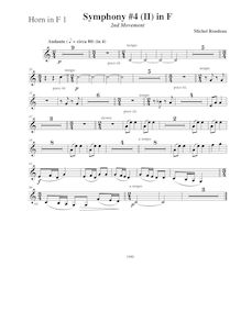 Partition cor 1 (F), Symphony No.4  Pastorale , Symphony on Canadian Folk Themes par Michel Rondeau