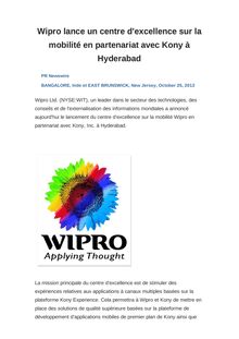 Wipro lance un centre d excellence sur la mobilité en partenariat avec Kony à Hyderabad