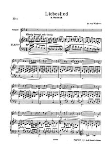 Partition violon et partition de piano, partition de violon, Liebeslied nach Richard wagner