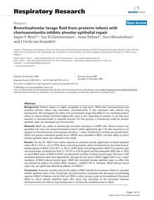 Bronchoalveolar lavage fluid from preterm infants with chorioamnionitis inhibits alveolar epithelial repair