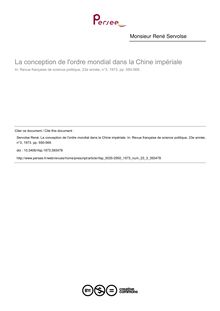 La conception de l ordre mondial dans la Chine impériale - article ; n°3 ; vol.23, pg 550-569