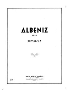 Partition complète, Barcarola, Op.23, Albéniz, Isaac par Isaac Albéniz