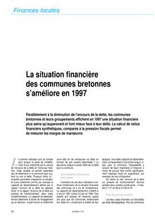 La situation financière des communes bretonnes s améliore en 1997 (Octant n° 79)