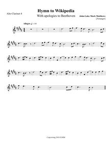 Partition Alto clarinette 4 (en E♭), Hymn to Wikipedia, D major