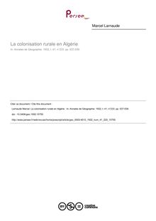 La colonisation rurale en Algérie  - article ; n°233 ; vol.41, pg 537-539