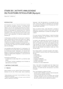 ETUDE DE LACTIVITE ANALGESIQUE DU PILOSTIGMA RETICULATUM (Nguiguis)