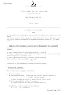 Mathématiques 1 2003 Classe Prepa MP Concours Instituts Nat. Polytechniques (INP - ENSI)
