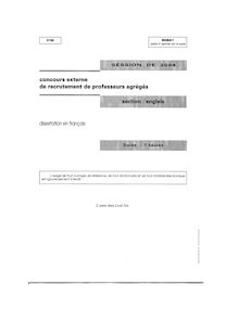 Dissertation en francais 2004 Agrégation d anglais Agrégation (Externe)