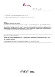 La haute magistrature sous Vichy - article ; n°1 ; vol.49, pg 45-62