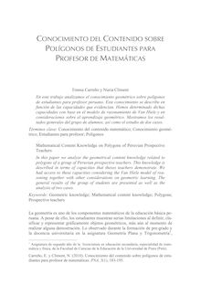 Conocimiento del Contenido sobre Polígonos de Estudiantes para Profesor de Matemáticas (Mathematical Content Knowledge on Polygons of Peruvian Prospective Teachers)