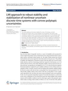 LMI approach to robust stability and stabilization of nonlinear uncertain discrete-time systems with convex polytopic uncertainties