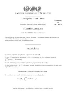 Mathématiques 2008 Classe Prepa HEC (ECS) EM Lyon