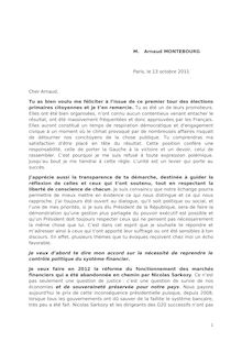 Lettre de François Hollande à Arnaud Montebourg
