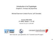 Introduction a la Cryptologie Chapitre Anneaux de polynomes