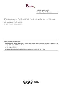 L Argonne dans l Antiquité : étude d une région productrice de céramique et de verre - article ; n°1 ; vol.60, pg 269-317