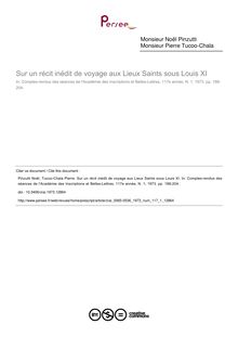 Sur un récit inédit de voyage aux Lieux Saints sous Louis XI - article ; n°1 ; vol.117, pg 188-204