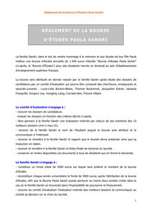 PDF - 119.2 ko - RÈGLEMENT DE LA BOURSE D ÉTUDES PAOLA SANDRI