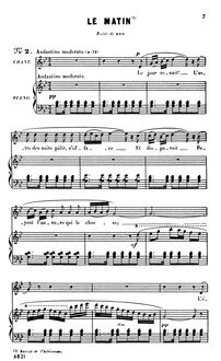 Partition complète (G minor: haut voix et piano), Le matin