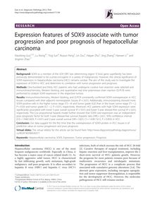 Expression features of SOX9 associate with tumor progression and poor prognosis of hepatocellular carcinoma