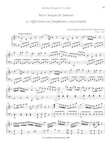 Partition , Offertoire en Simphonie concertante, Journal d’Orgue No 6 à l’usage des Paroisses et des Communautés Religieuses. Messe Royale de Dumont