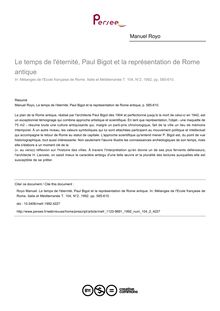 Le temps de l éternité, Paul Bigot et la représentation de Rome antique - article ; n°2 ; vol.104, pg 585-610