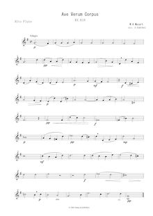 Partition Alto flûte , partie, Ave verum corpus, D major, Mozart, Wolfgang Amadeus