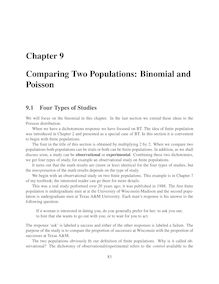 Chapter 9 Comparing Two Populations: Binomial and Poisson
