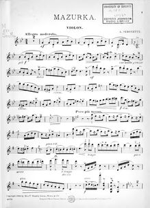 Partition de violon, Mazurka, G major, Simonetti, Achille