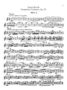 Partition hautbois 1, 2, symphonique Variations, Symfonické variace