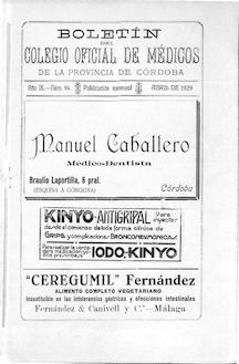 Boletín del Colegio Oficial de Médicos de la Provincia de Córdoba, n. 094 (1929)